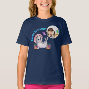 Camiseta Cute Whimsical Floral Sea Lion Photo Kids Cumpleañ