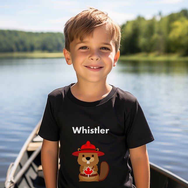 Camiseta Cute Whistler Canada Beaver con hoja de arce oscur (Subido por el creador)