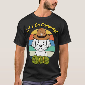 Camiseta Cute White dog quiere ir de campamento
