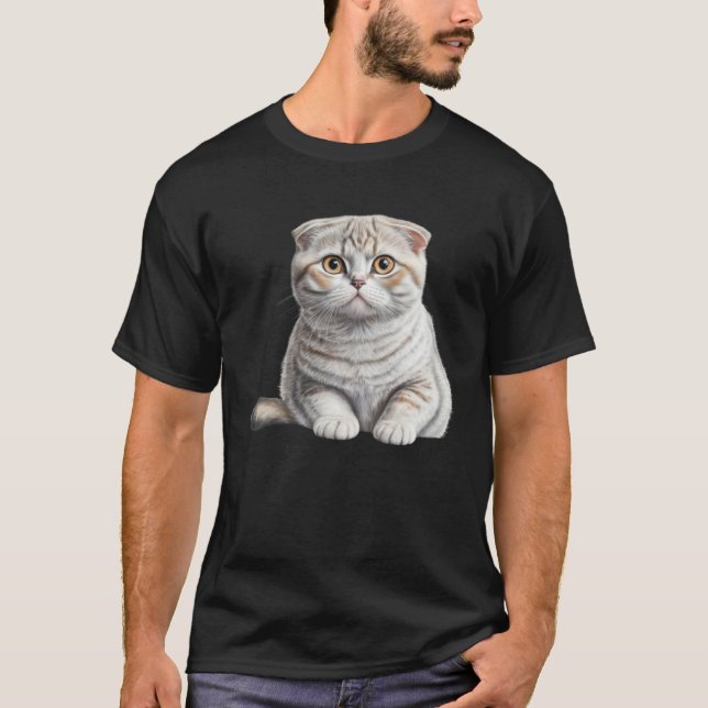Camiseta Cute White Scottish Fold Cat Cat (Anverso)