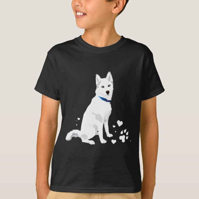 Camiseta Cute White Siberian Husky Sweet White Snow Dog  (Anverso)