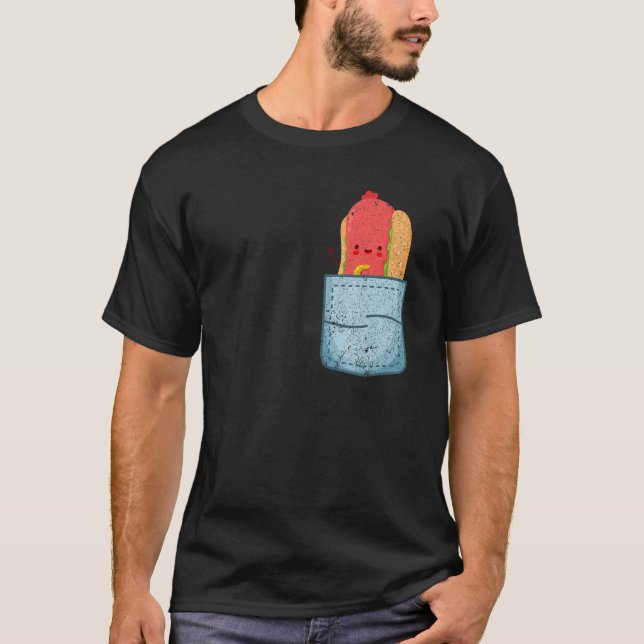 Camiseta Cute Wiener Pocket Hot Dog Franks Sausage Fast Foo (Anverso)