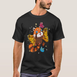 Camiseta Cute Wildlife Animal Insinuate Mariposa Panda Rojo