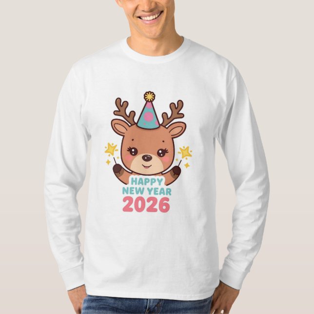 Camiseta cute winter happy new year 2026 long sleeve (Anverso)