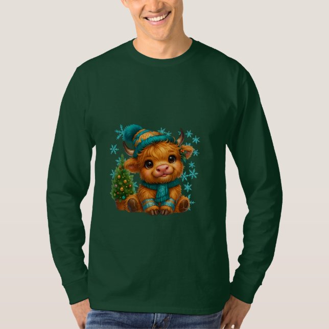 Camiseta Cute Winter Highland Cow Christmas Art – Cozy Baby (Anverso)
