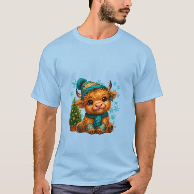 Camiseta Cute Winter Highland Cow Christmas Art – Cozy Baby (Anverso)