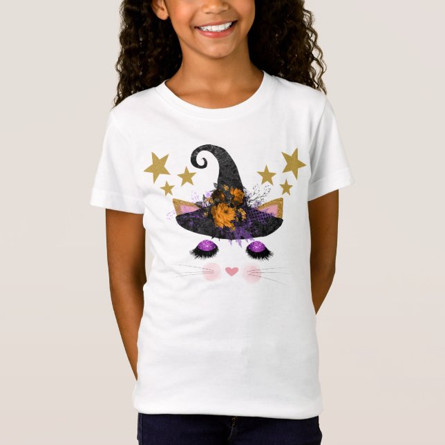 Camiseta Cute Witch Kitty Face Halloween (Anverso)
