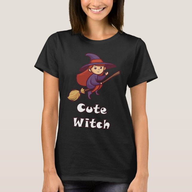 Camiseta Cute Witch Matching Group Halloween Costume (Anverso)