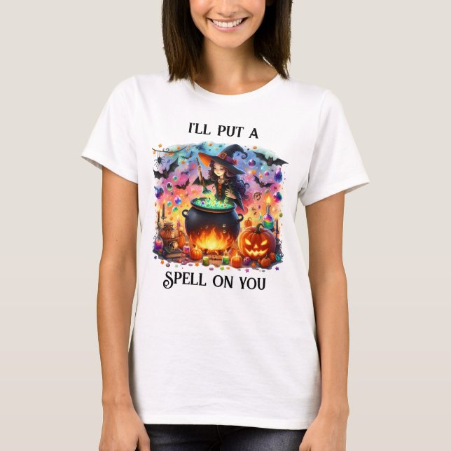 Camiseta Cute Witch Stirring Cauldron (Anverso)
