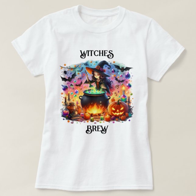 Camiseta Cute Witch Stirring Cauldron (Diseño del anverso)
