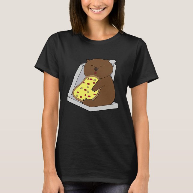 Camiseta Cute Wombat Comiendo Pizza Comida Rápida Roedor (Anverso)