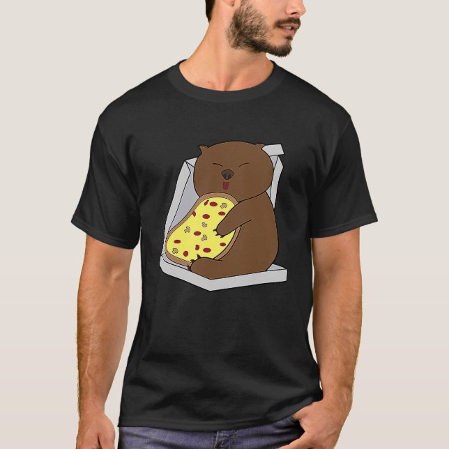 Camiseta Cute Wombat comiendo pizza rápido roedor de comida (Anverso)