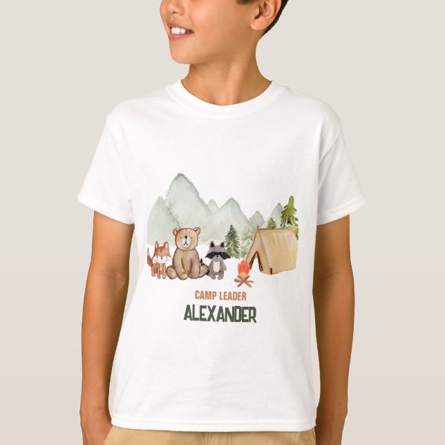 Camiseta Cute Woodland Feliz Camper Camping Cumpleaños (Anverso)