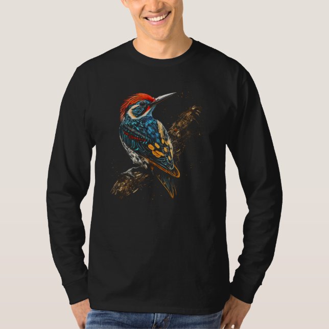 Camiseta Cute Woodpecker Bird Cool Paint Drip Woodpecker Lo (Anverso)