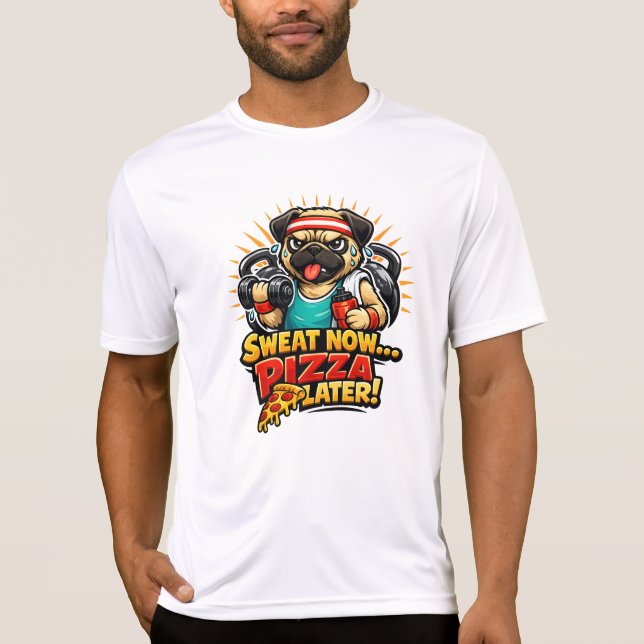 Camiseta Cute Workout Dog T-Shirt for Fitness & Pizza Lover (Anverso)