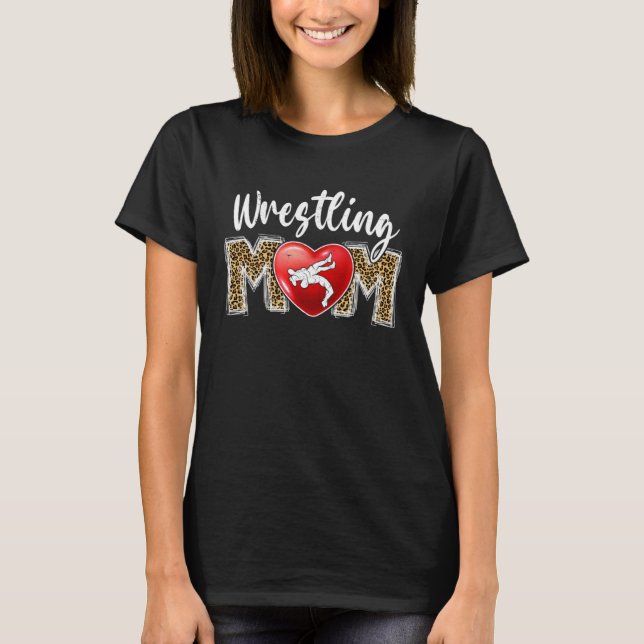 Camiseta Cute Wrestling Mom Leopard Print Mom For Mother s  (Anverso)