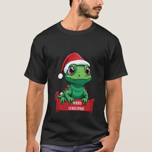 Camiseta Cute xmas lagarto alegre navidad (Anverso)