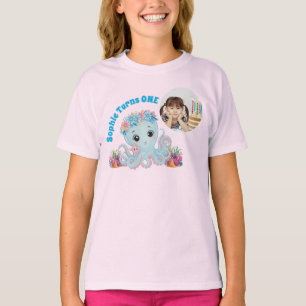 Camiseta Cute y caprichoso pulpo floral foto niños cumpleañ
