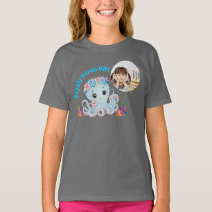 Camiseta Cute y caprichoso pulpo floral foto niños cumpleañ