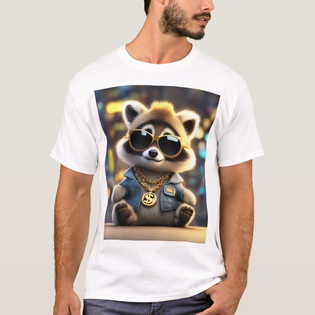 Camiseta Cute Y Guay Fluffy Raccoon (Anverso)