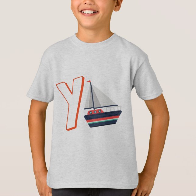 Camiseta Cute Y para yate - Niños Inglés Alfabeto ABCD (Anverso)