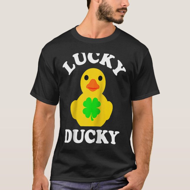 Camiseta Cute Yellow Rubber Duck Four Leaf C Lucky Ducky Ra (Anverso)