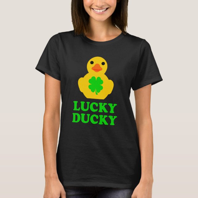 Camiseta Cute Yellow Rubber Duck Four Leaf C St Patrick's D (Anverso)