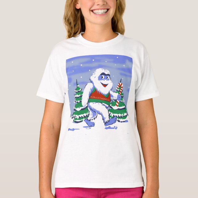 Camiseta Cute yeti christmas in forest (Anverso)