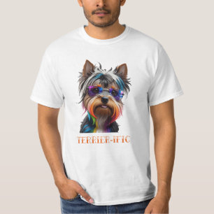 Camiseta Cute Yorkshire Terrier con gafas de sol