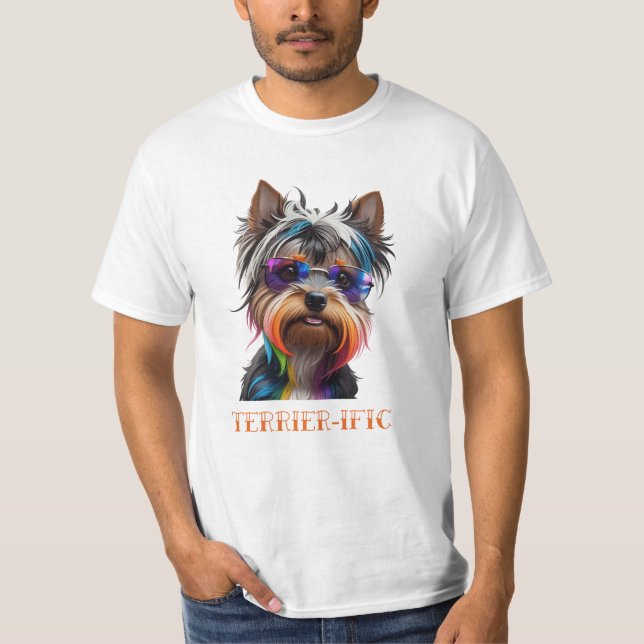 Camiseta Cute Yorkshire Terrier con gafas de sol (Anverso)
