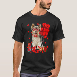 Camiseta Cute Yorkshire Terrier Dog El día de San Valentín 