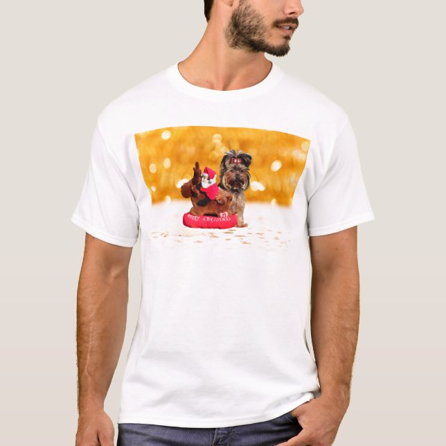 Camiseta Cute Yorkshire Terrier Merry Christmas (Anverso)