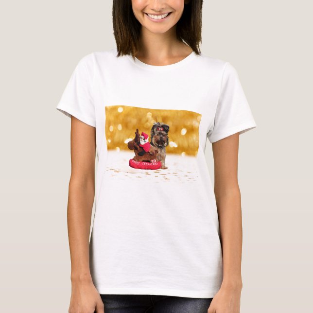 Camiseta Cute Yorkshire Terrier Merry Christmas (Anverso)