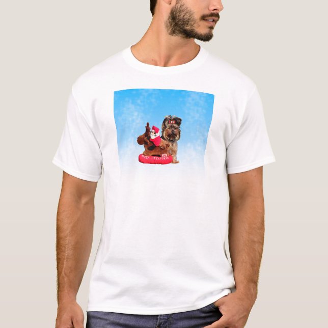 Camiseta Cute Yorkshire Terrier Merry Christmas (Anverso)