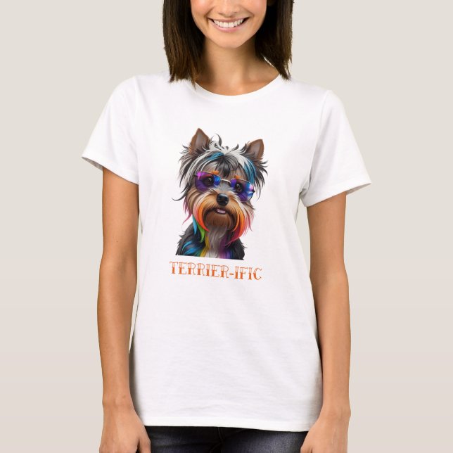 Camiseta Cute Yorkshire Terrier Usa gafas de sol (Anverso)