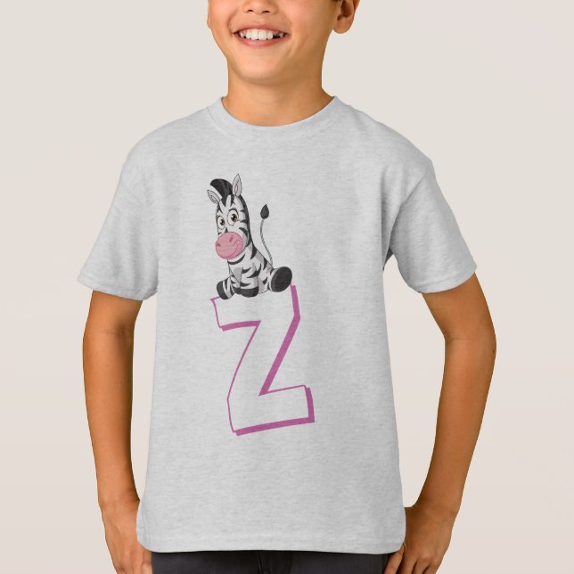 Camiseta Cute Z para cebra - niños inglés alfabeto ABCD (Anverso)