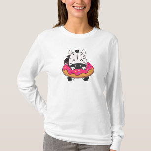 Camiseta Cute Zebra Funny Animals In Donut Pink