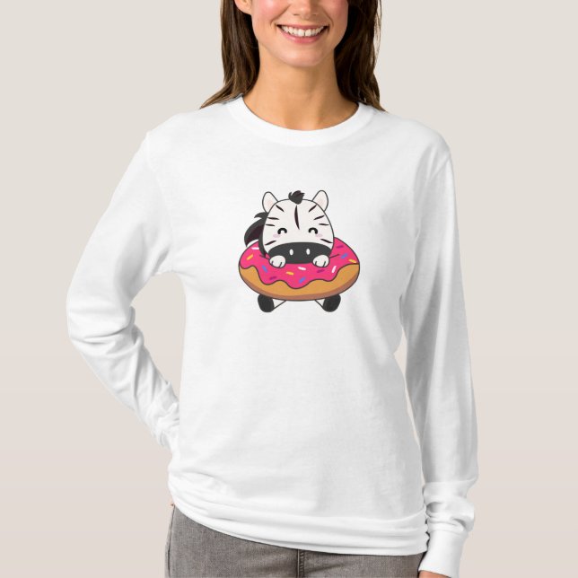 Camiseta Cute Zebra Funny Animals In Donut Pink (Anverso)