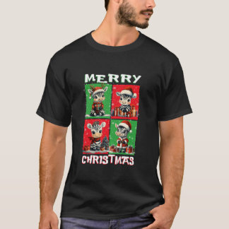 Camiseta Cute Zebra Santa Animales Encantan Feliz Navidad