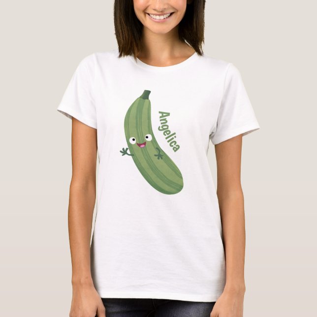 Camiseta Cute zucchini feliz personalizado ilustracion (Anverso)