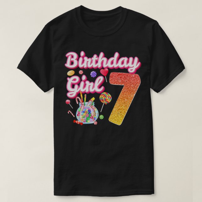 Camiseta Cutes 7 Chicas de cumpleaños dulce dulce dulce de  (Diseño del anverso)