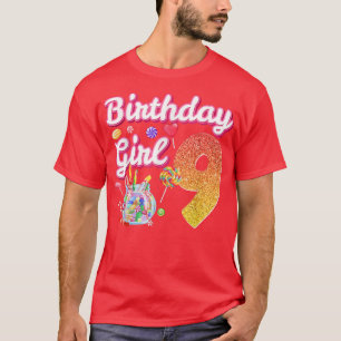 Camiseta Cutes 9th Birthday Girls Sweet Candy 9 Year Old Ca