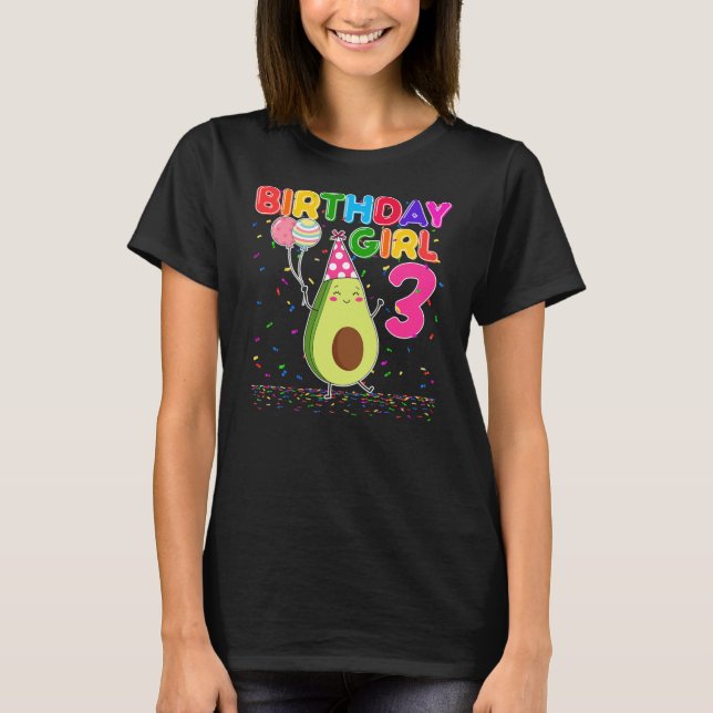 Camiseta Cutes Avocados 3rd Birthday Girl 3 Years Old (Anverso)