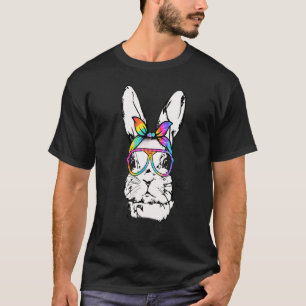 Camiseta Cutes Bunny Messy Bun Tie Dye Bandana Rabbit Easte