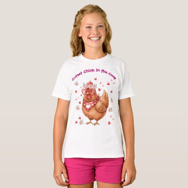 Camiseta Cutest Chick in the Coop Brown Hen (Anverso completo)