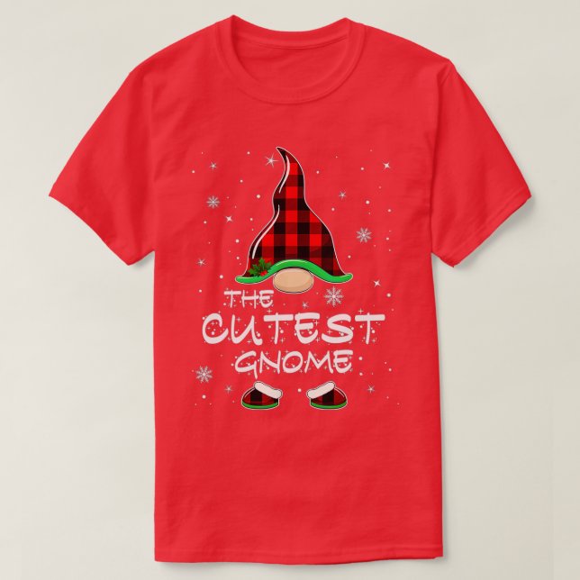 Camiseta Cutest Gnome Buffalo Plaid Matching Family Christm (Diseño del anverso)