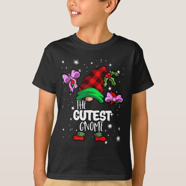 Camiseta Cutest Gnome Red Buffalo Plaid Matching Family Chr (Anverso)
