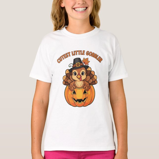 Camiseta Cutest Little Gobbler Thanksgiving Shirt  Cutest (Anverso)