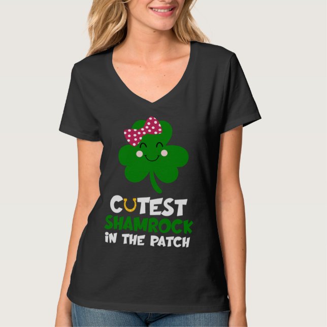 Camiseta Cutest Shamrock In The Patch St Patricks Day Kids  (Anverso)