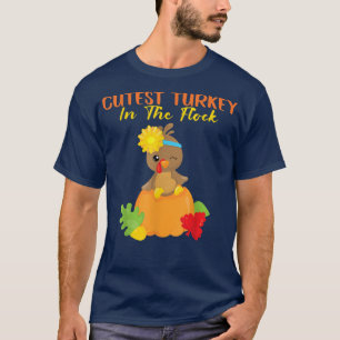 Camiseta Cutest Turkey In Flock Happy Thanksgiving Day Girl